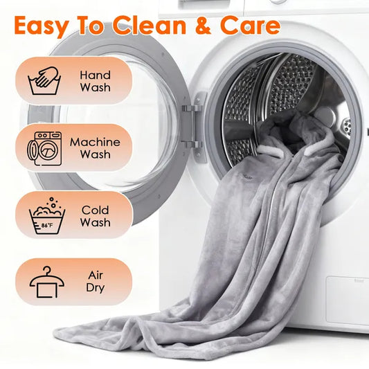 Wearable Heated Throw Blanket Double-Sided Flannel Portable Electric Heating Hoodie For Women Men Machine Washable 3 Heating Levels Battery Operated